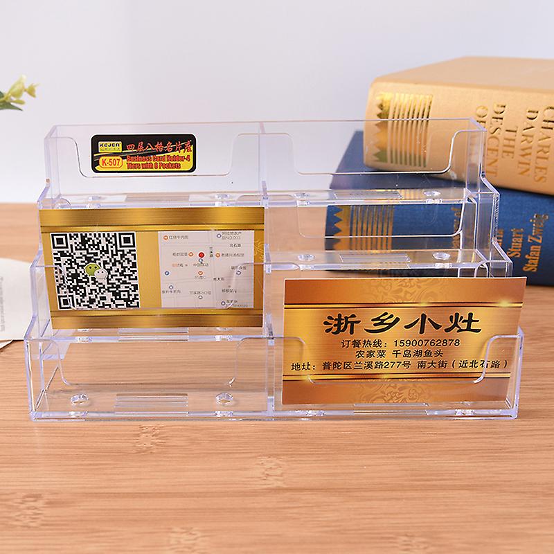 New 8 Pocket Desktop Business Card Holder Clear Acrylic Countertop Stand Display