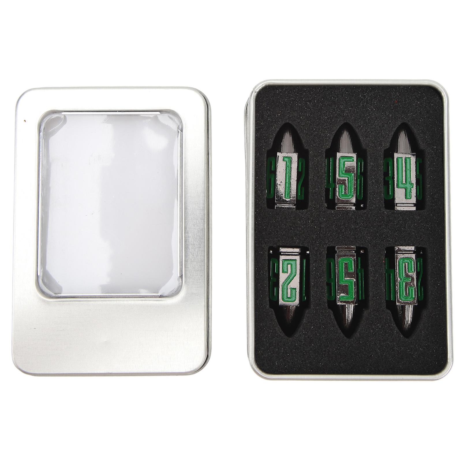 Metal Dice Set Clear Green Number Decompression Polyhedral Dice for Table Game 6pcs