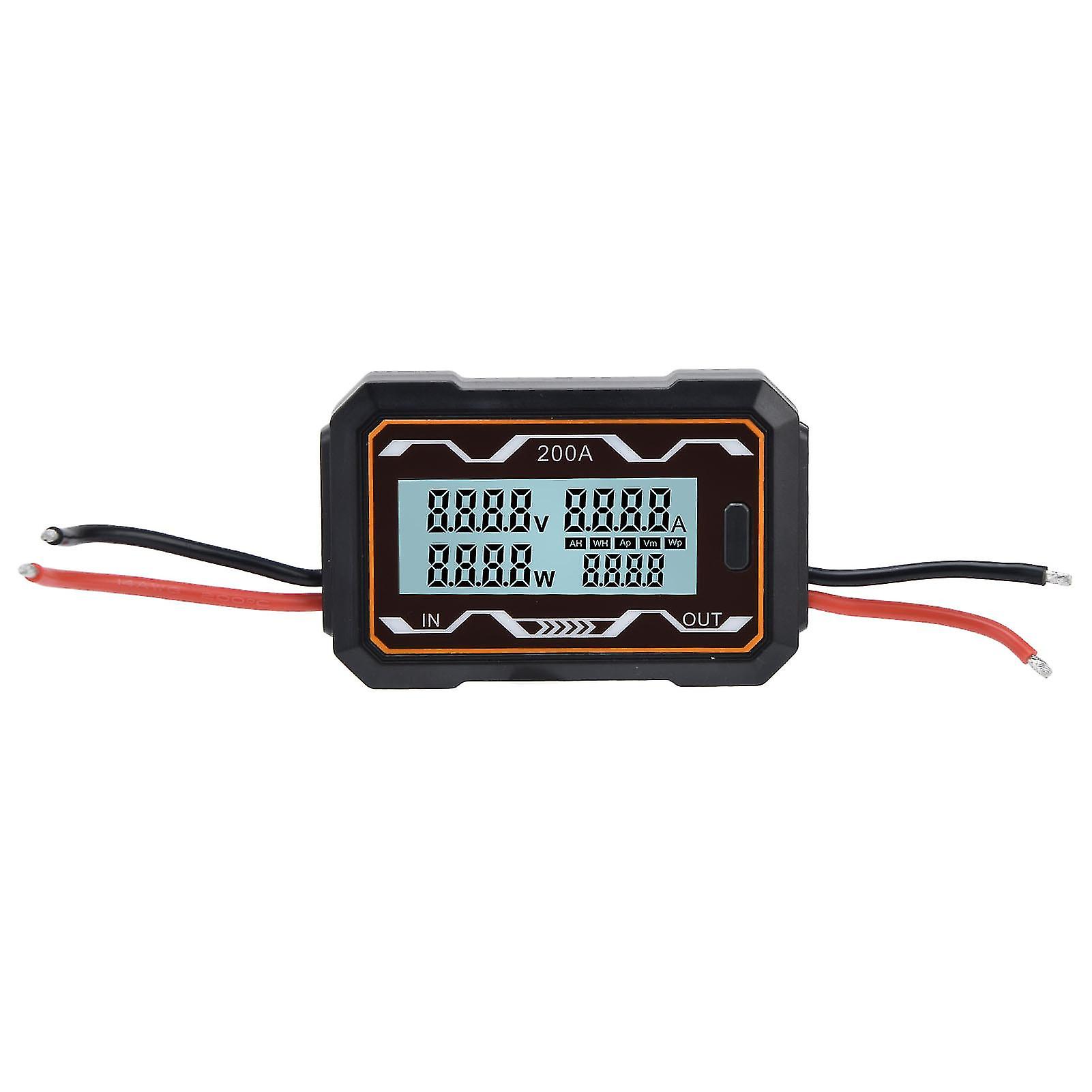 DC Power Meter with Backlight, Large Screen, Multifunctional Power Tester for Solar Energy Systems, 0-60V, 200A