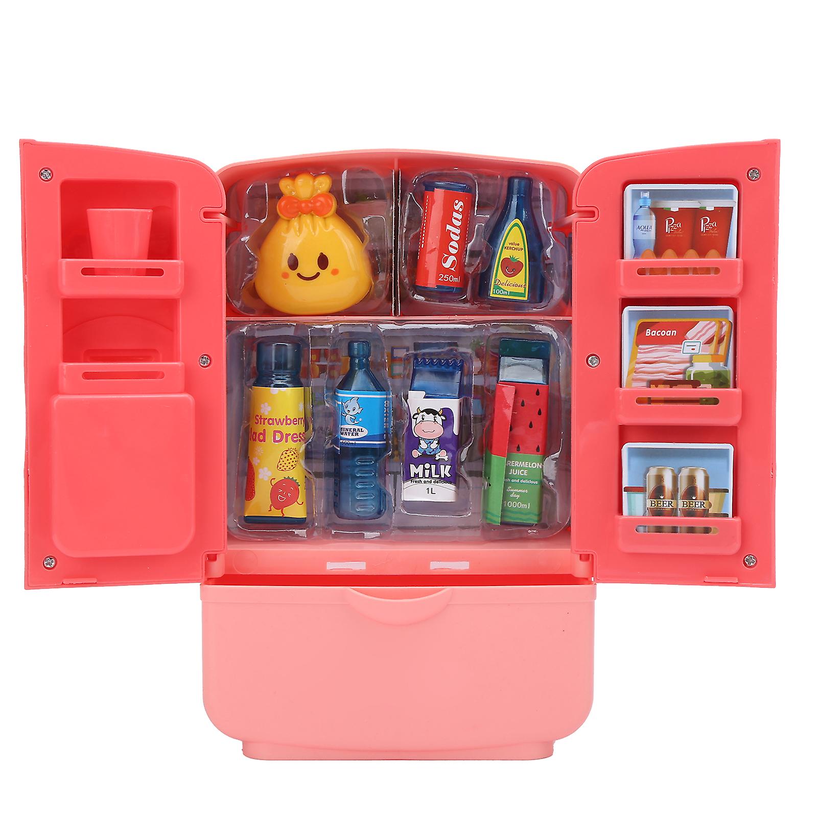 Simulation Smart Refrigerator Double Door Kitchen Toy Set Kids Play House Pink