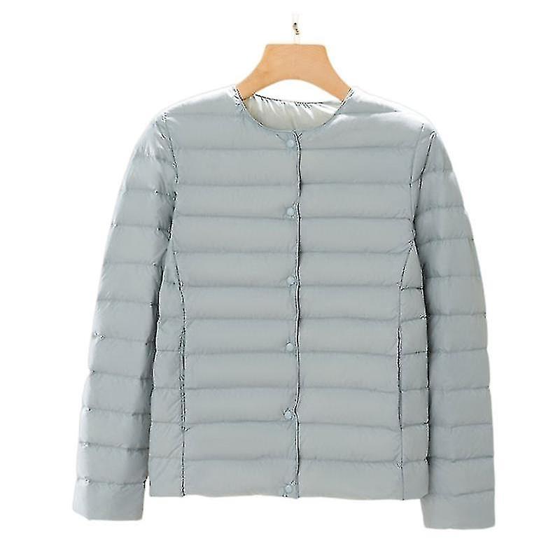 Ny lätt dunjacka V-ringad rundhalsad långärmad vit anka dunjacka lätt oversize kappa