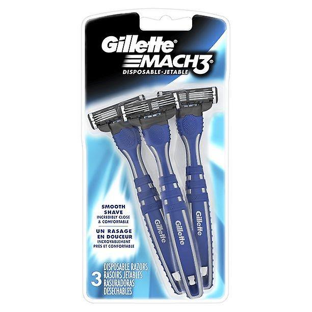 Gillette Mach3 Mens Disposable Razors For Smooth Shave, 3 Ct