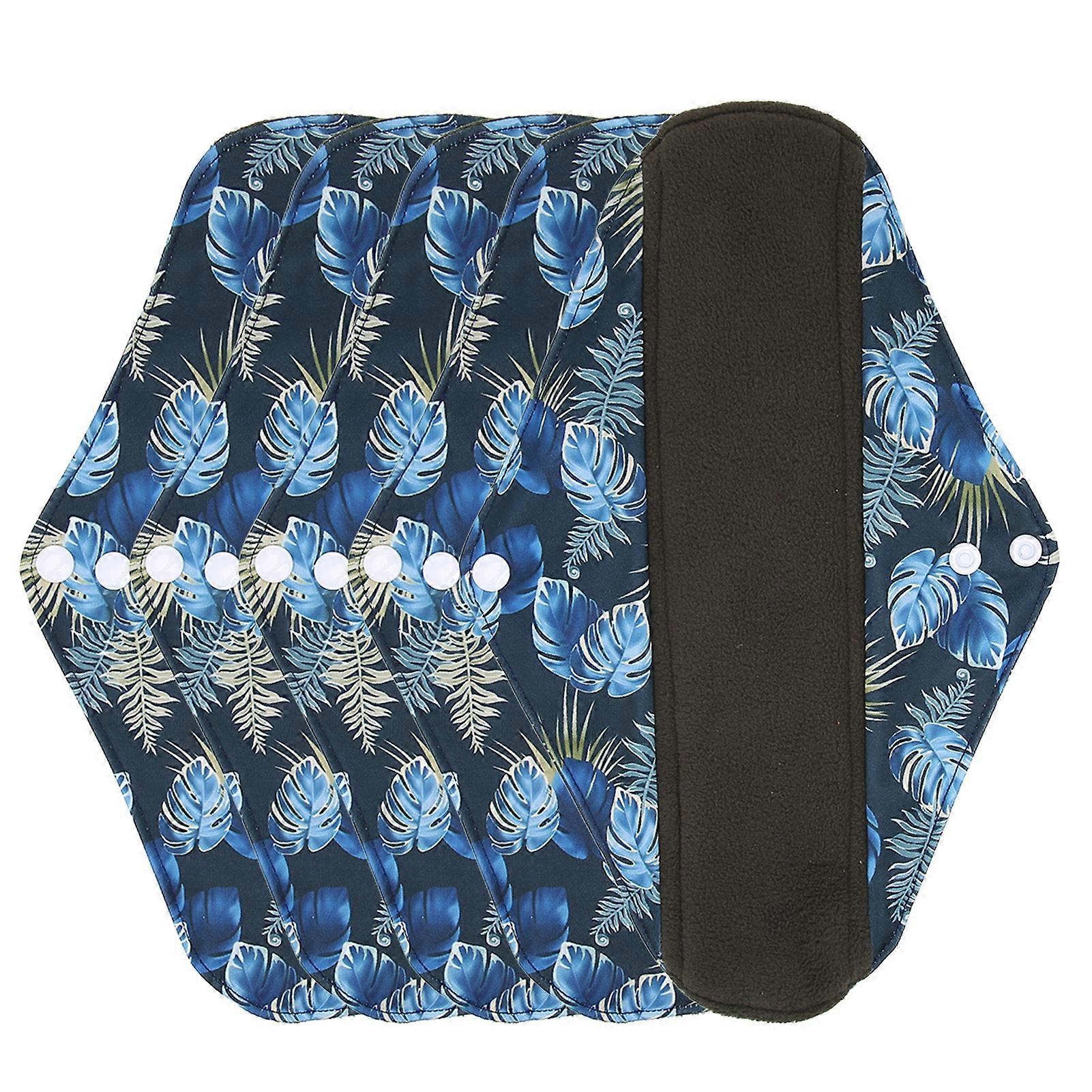 5pcs Washable Menstrual Pad Bamboo Charcoal Soft Printed Exquisite Reusable Sanitary Pad for WomenG55