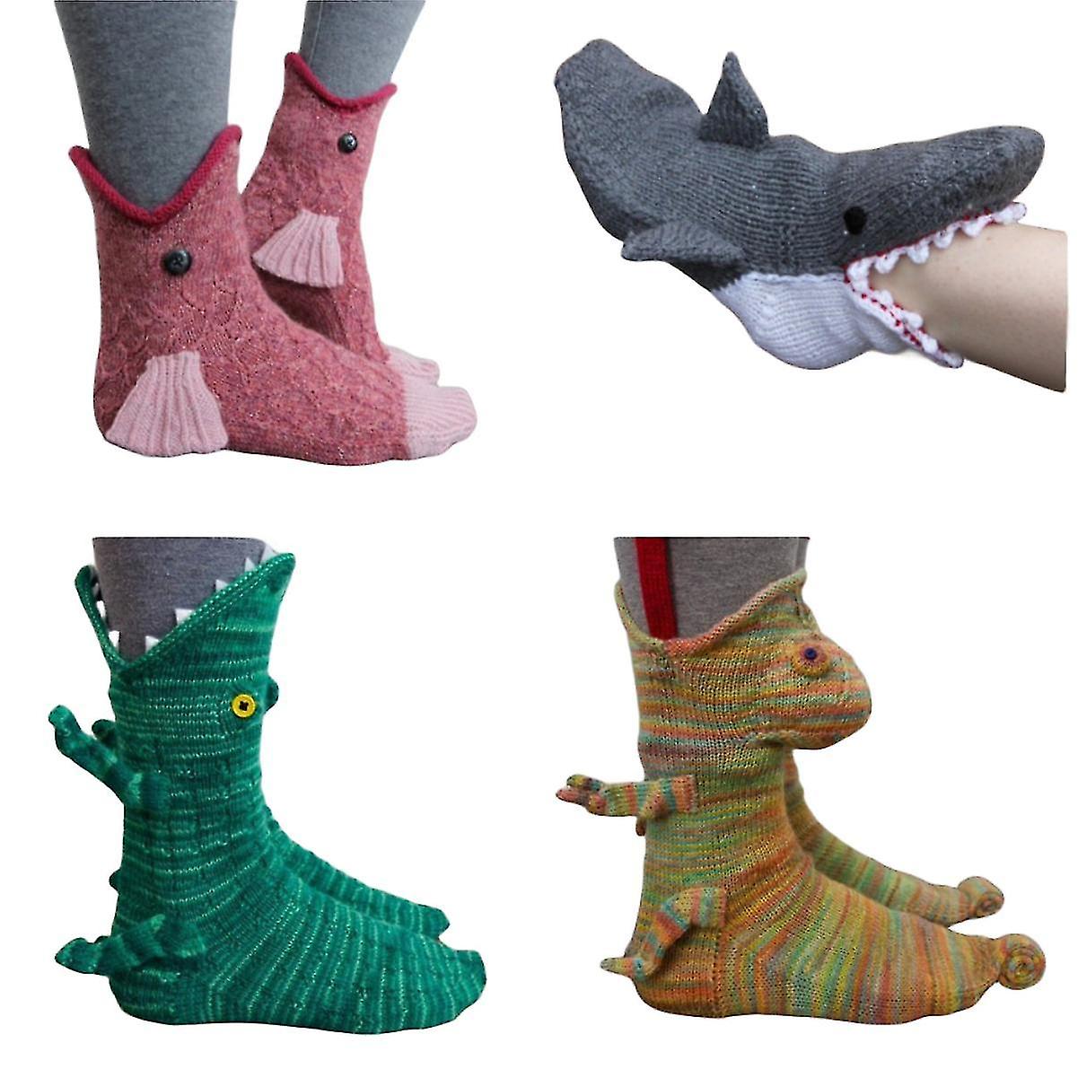 גרבי תנין גרבי חידוש בעלי חיים גרביים סרוגים יוניסקס חם