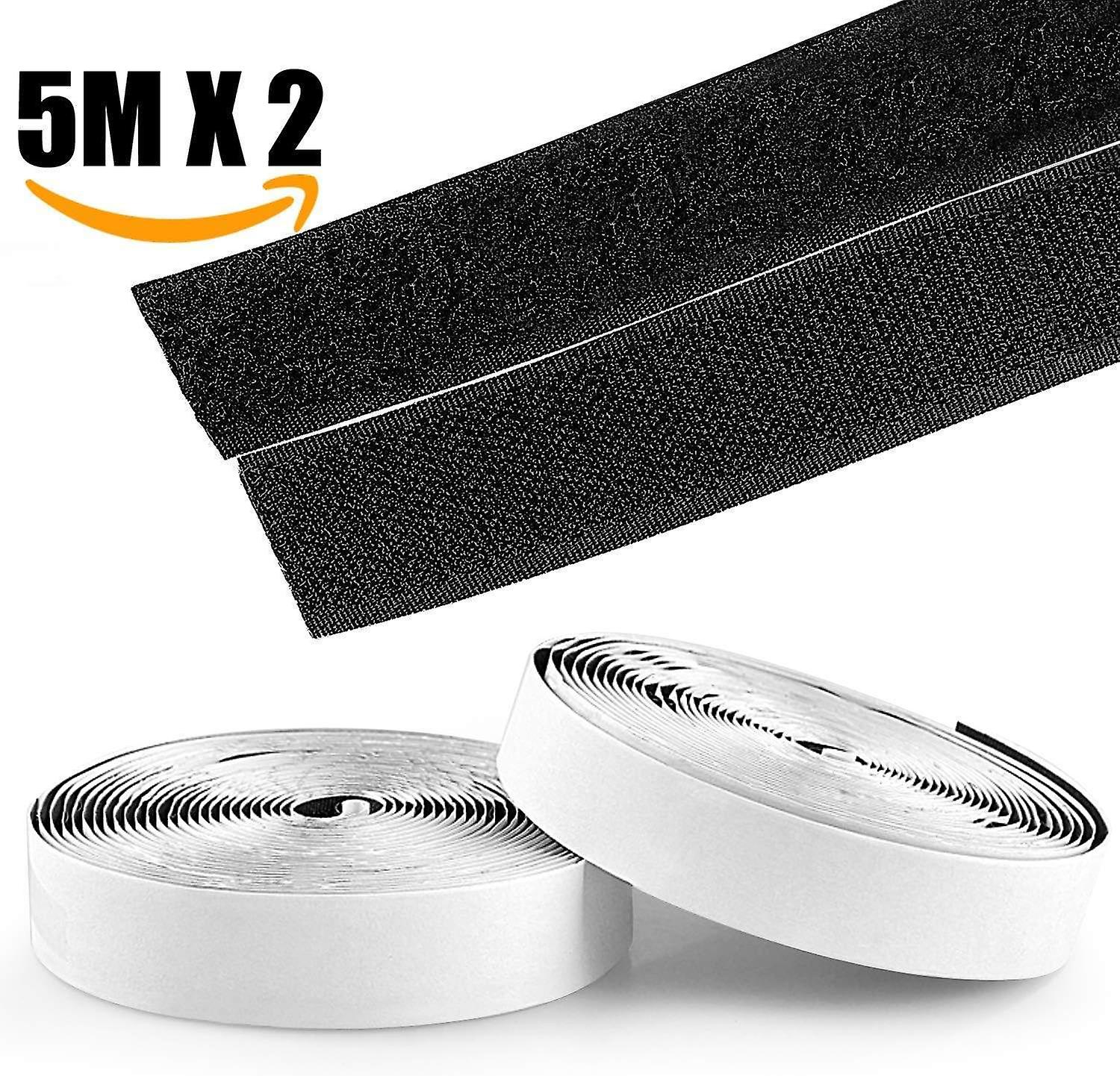 Hook and Loop Strip Tape,5M Double Sided Sticky Tape,Self Adhesive Sticky Back Fastening Tape 20mm W