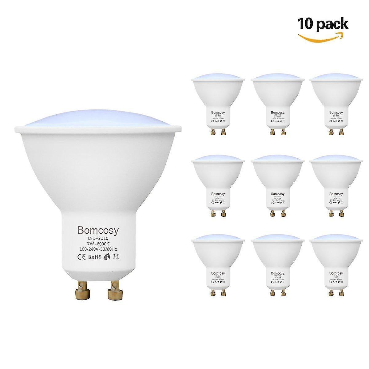 Flood Spot Lights 10 Pack 7w Gu10 Led Light Bulbs Daylight 6000k Led Spotlight Not Dimmable 60w Halogen Bulbs