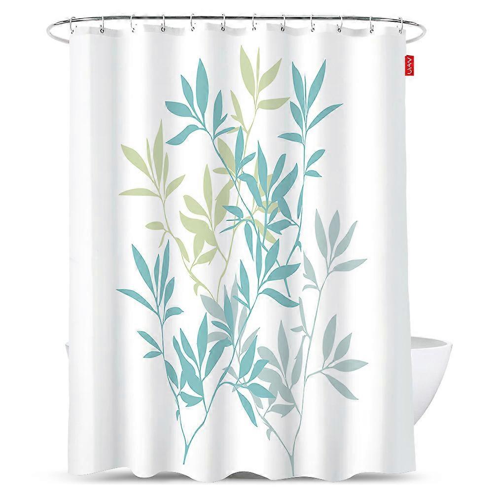 Blue Floral Polyester Shower Curtain, 72" x 72"