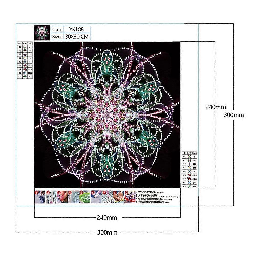 30x30cm 5D DIY Partial Special Shaped Drill Diamond Painting Mandala Abstract Mosaic Kit Rhinestone Drawing Picture Home Decor