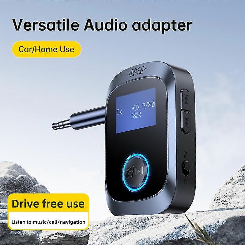 AUX Compatible Bluetooth 5.4 Adaptateur Car Audio Send Receive 2-en-1 avec écran