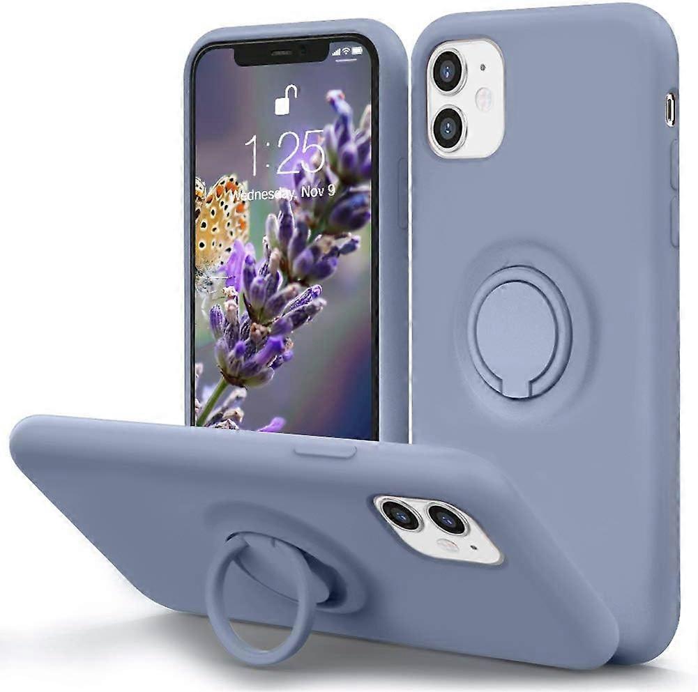 For iPhone 11 Case with Ring Kickstand | Super Soft Microfiber Lining | Anti-Scratch Liquid Silicone Shock-Absorbing Case for iPhone 11