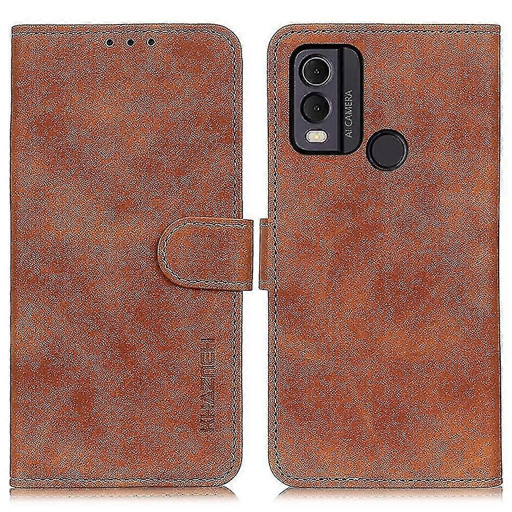 For Nokia C22 Leather Flip Cover Wallet Phone Case Retro Texture Cell Phone Shell With Stand