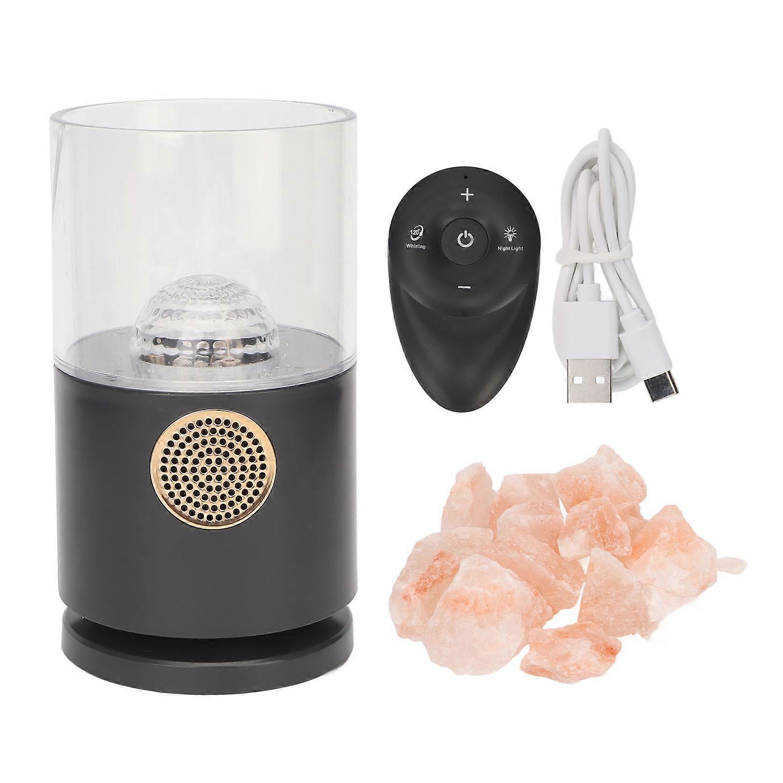 Projector Salt Lamp Bluetooth Speaker Remote Control Decorative Projection Salt Night Light for Bedroom Office Black