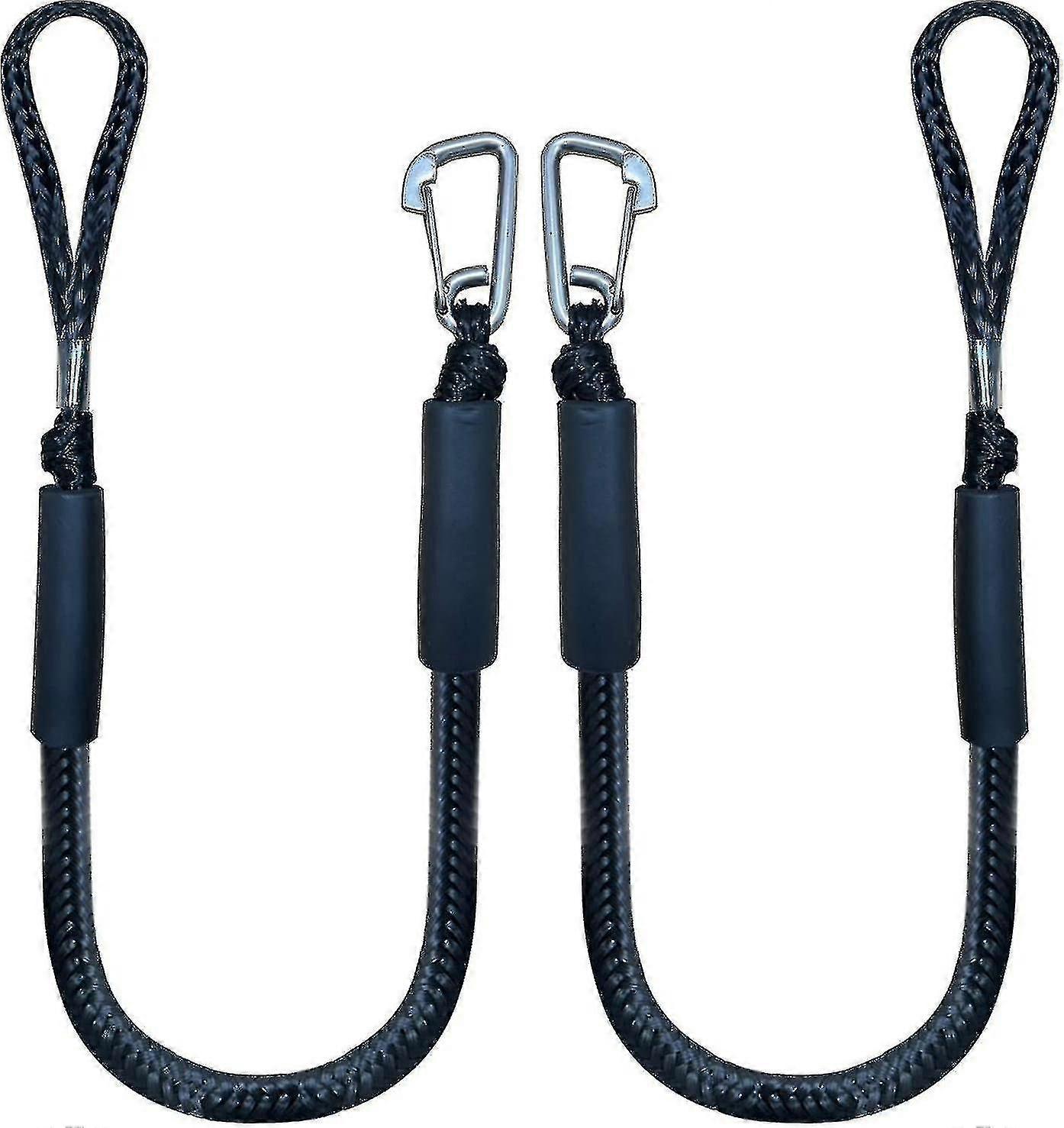 Bungee-Dockleine mit Haken, schwarzes Festmacherseil für Boote, 1,22 m, 2er-Pack & schwarz XXF
