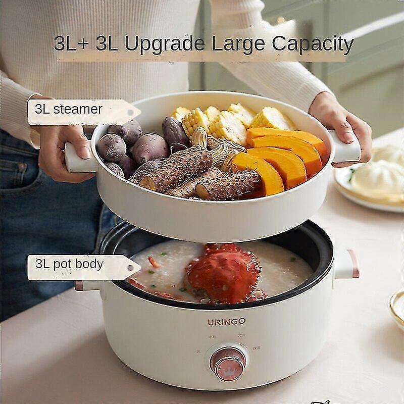 Hot Pot Elettrico 1,7 Litri Con Vapore, Doppia Potenza 300W/600W, Antiaderente, Rosa, Per Casa, Ufficio, Campeggio
