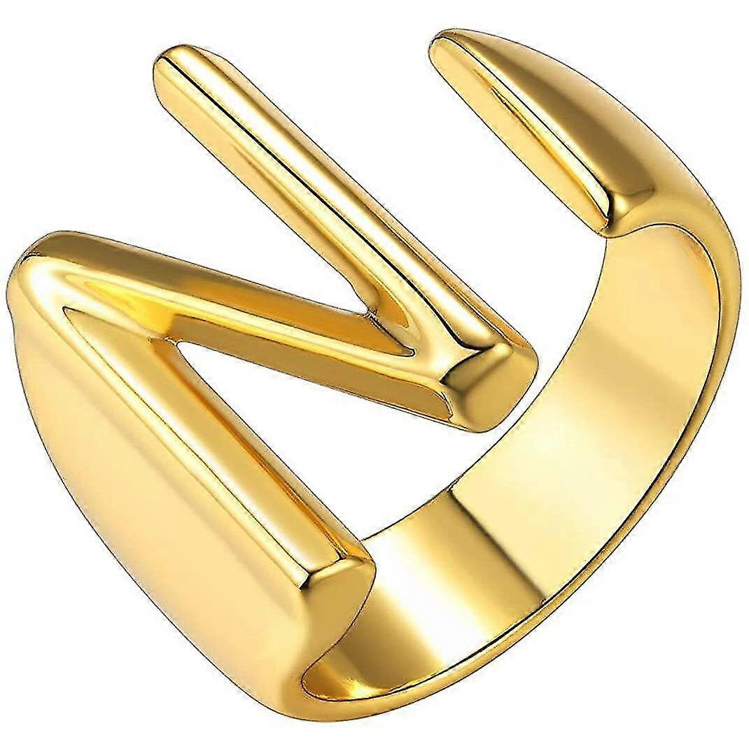 letter gold plated bold adjustable women party rings initial