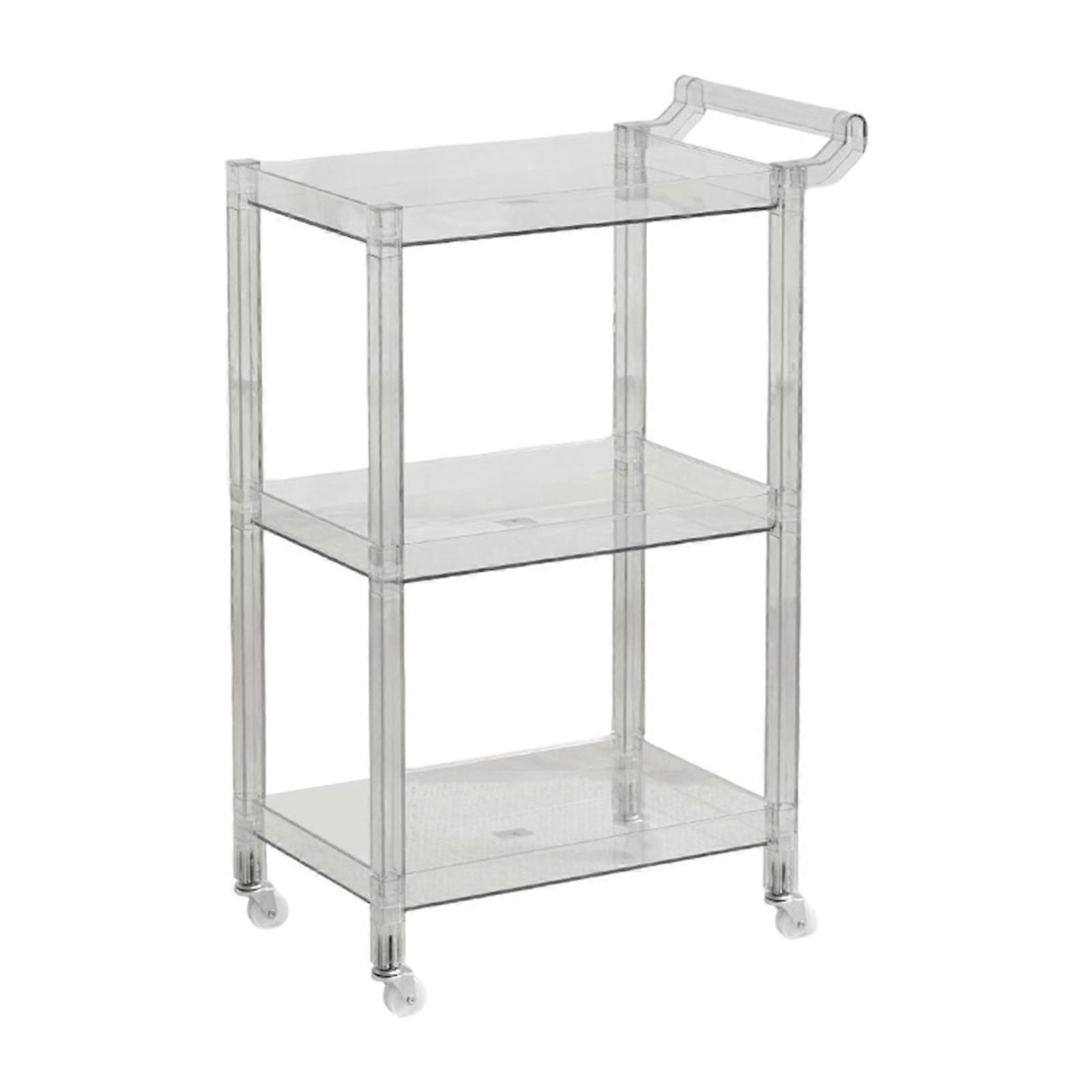 3 Tier Kitchen Storage Rack Multiuse Stable Lightweight with Wheels for Home Clear