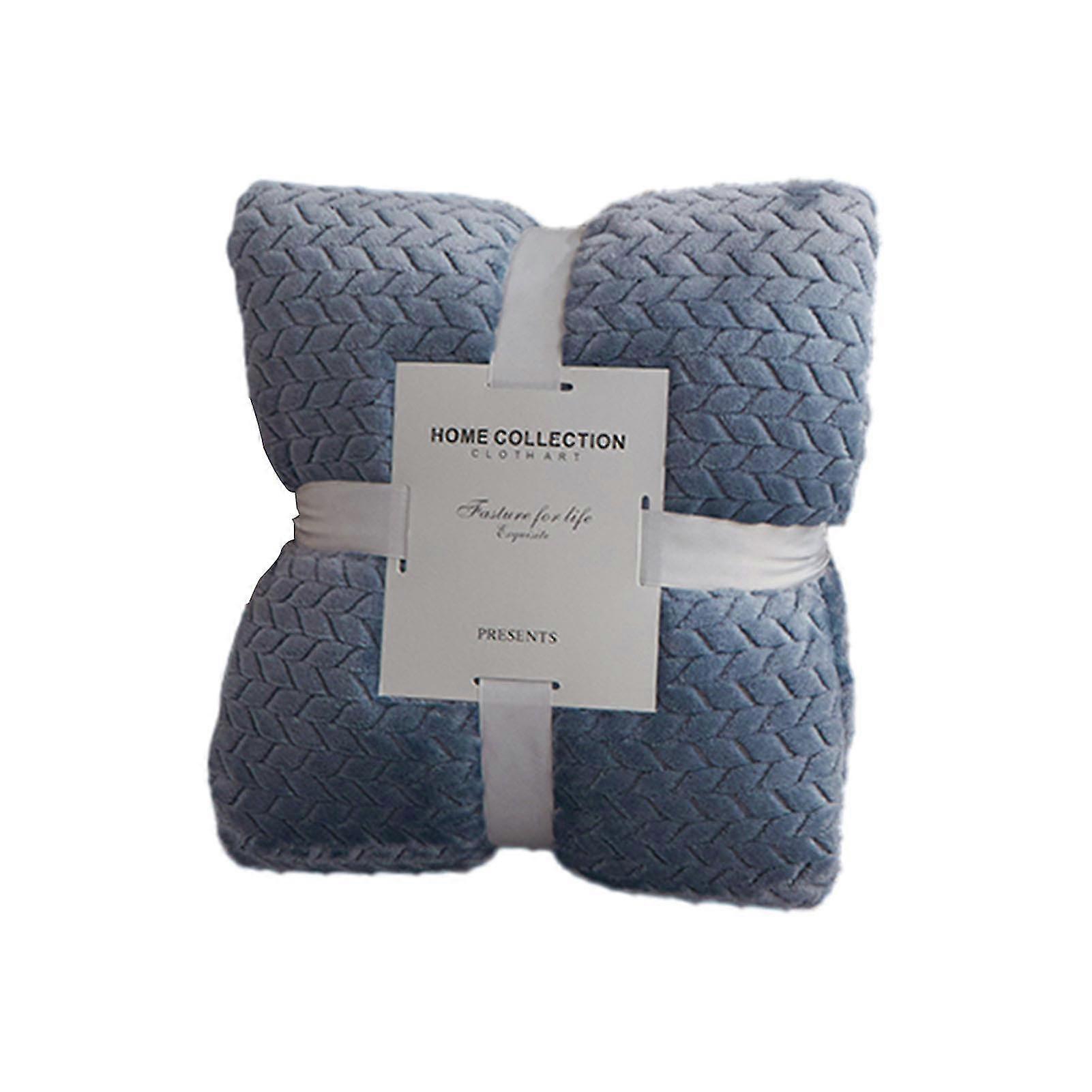 Pure-color Wheat Ear Pattern Plush Blanket Foldable Keep Warm Cozy Blanket For Couch Sofa Bed