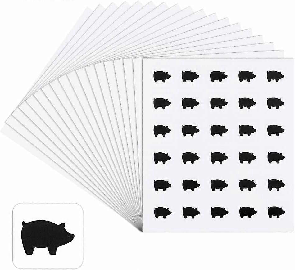 2400pcs Black Meal Stickers 0.5" Menu Choices Sticker Pig Pattern Meal Stickers