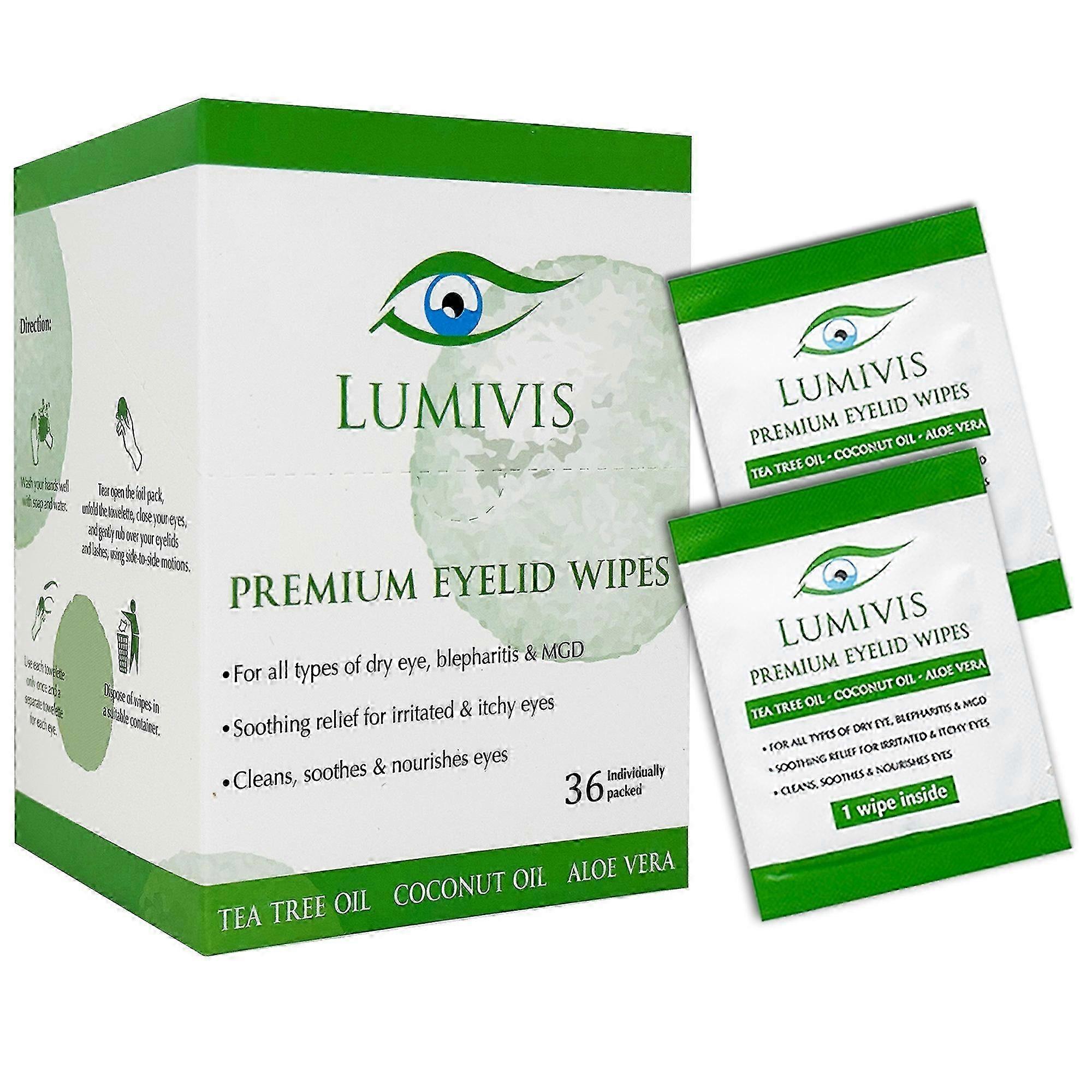 Lumivis Eyelid & Eyelash Wipes With Tea Tree Oil 36 Pieces