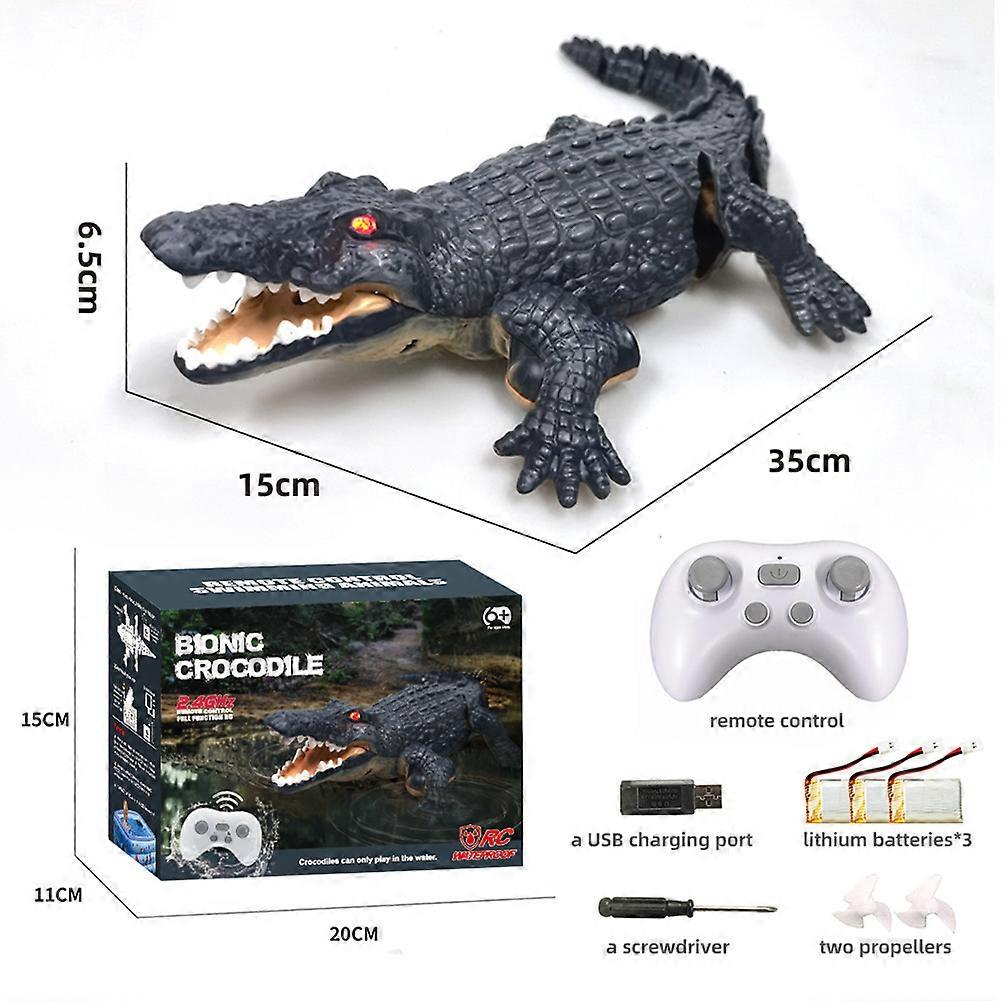2.4GHZ Remote Control Toy Simulation Crocodiles Electric Toy Waterproof Electric Remote Control Fish with Glowing Eyes for Children