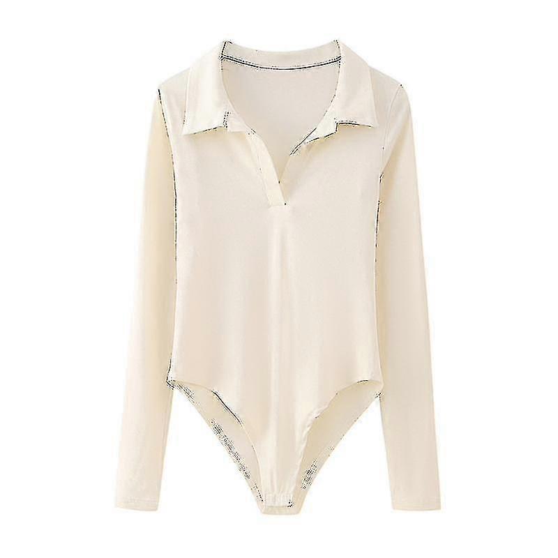 Women's Jumpsuit Solid Color Lapel Long Sleeve Reversible Ribbed Jumpsuit