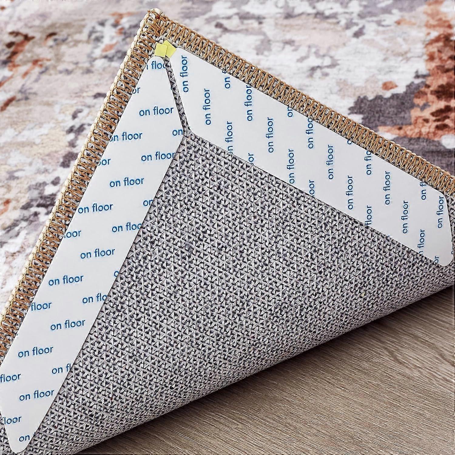 Matttejp Matthörngrepp: 10 st halkfri mattgripare för trägolv Anti Slip Rug Grip Mattklistermärken för mattor - självhäftande mattkuddar 