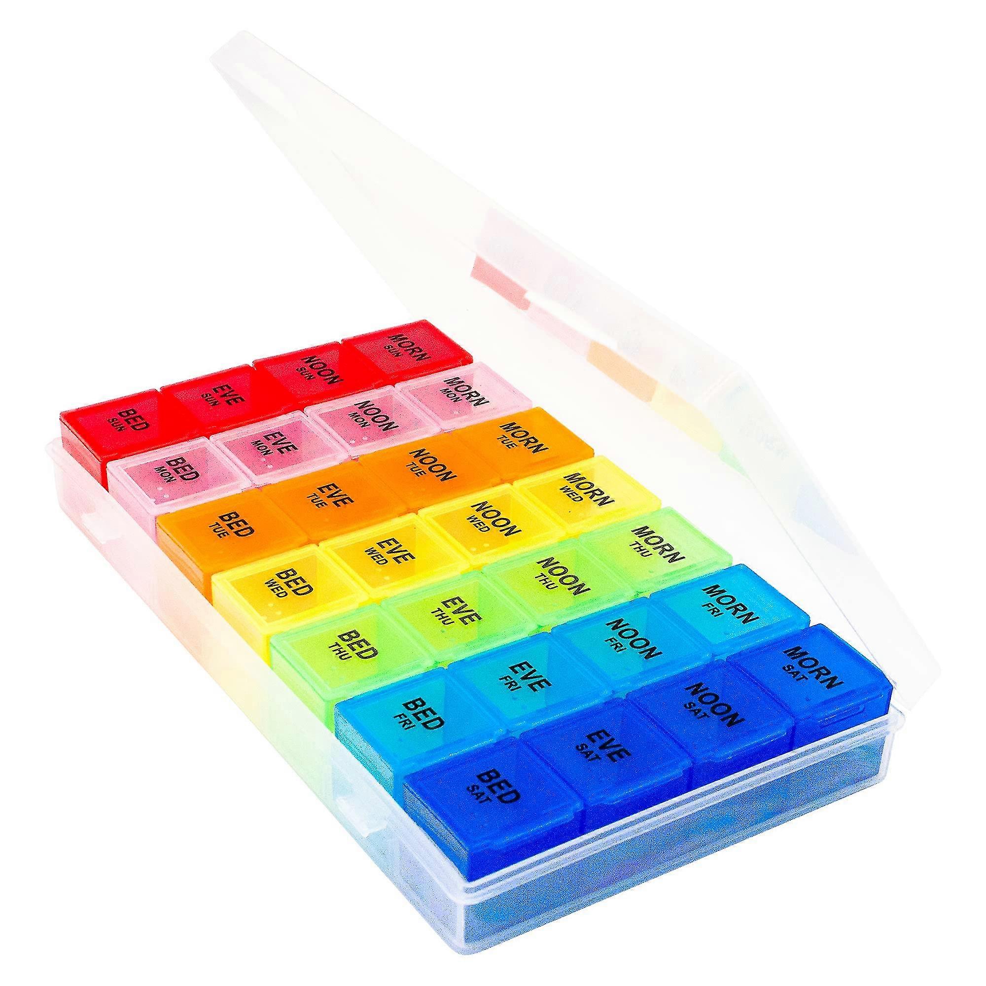 Pill Box 7 Day, Large Pill Cases Pill Container Am/pm Medicine Organizerremovable 4 Times A Day