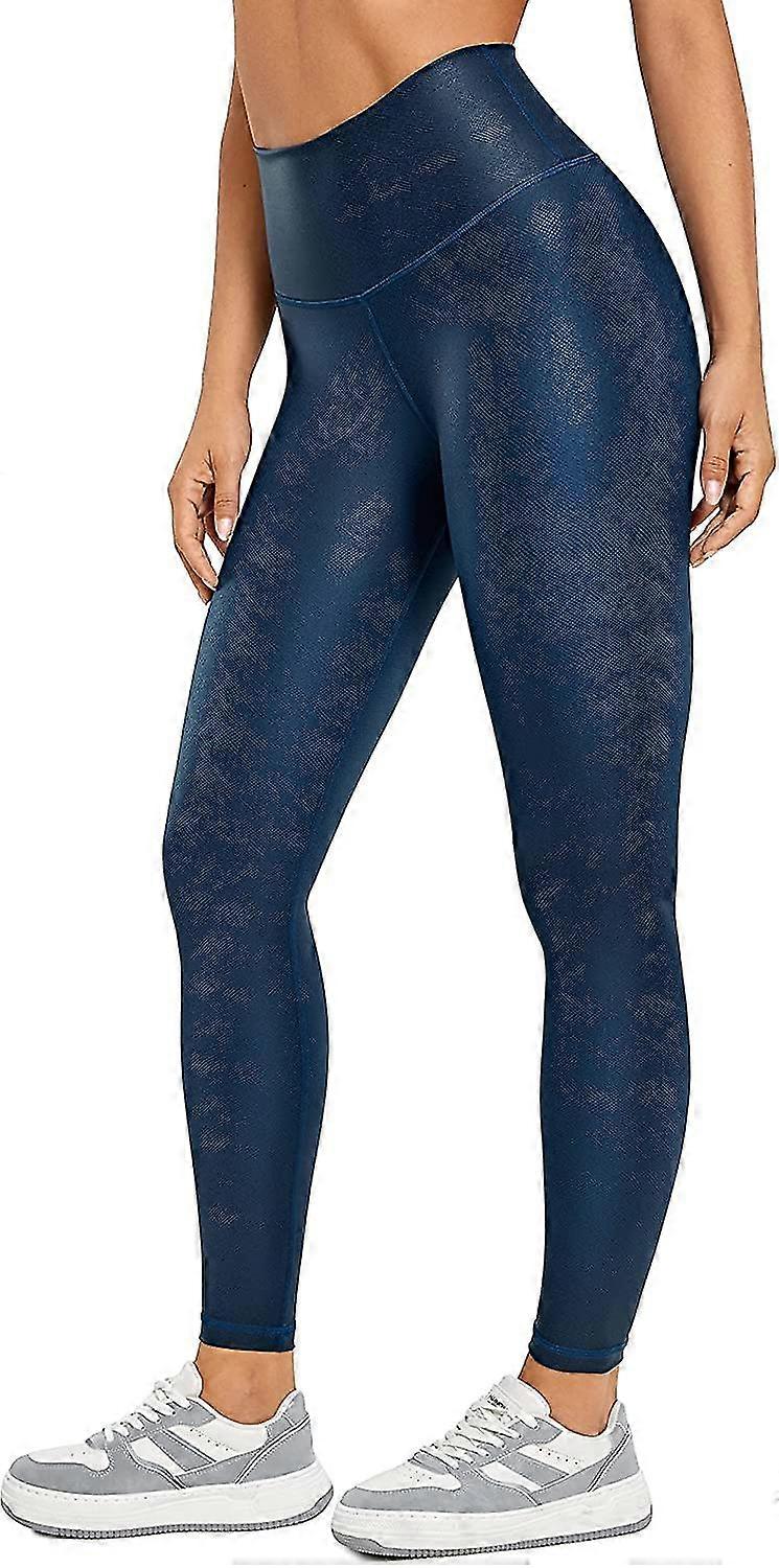 Matt fejkläder leggings för kvinnor 25 '' - Hög midja stretch läderbyxor S-3XL