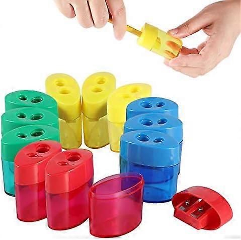 2 Holes Pencil Sharpener,Pencil Sharpener for Kids,Pencil Sharpener Handheld-12 Pack
