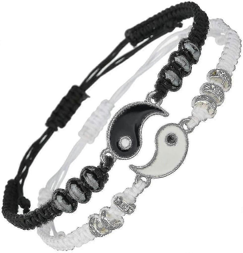 Best Friend Bracelets For 2 Matching Yin Yang Adjustable Cord Bracelet