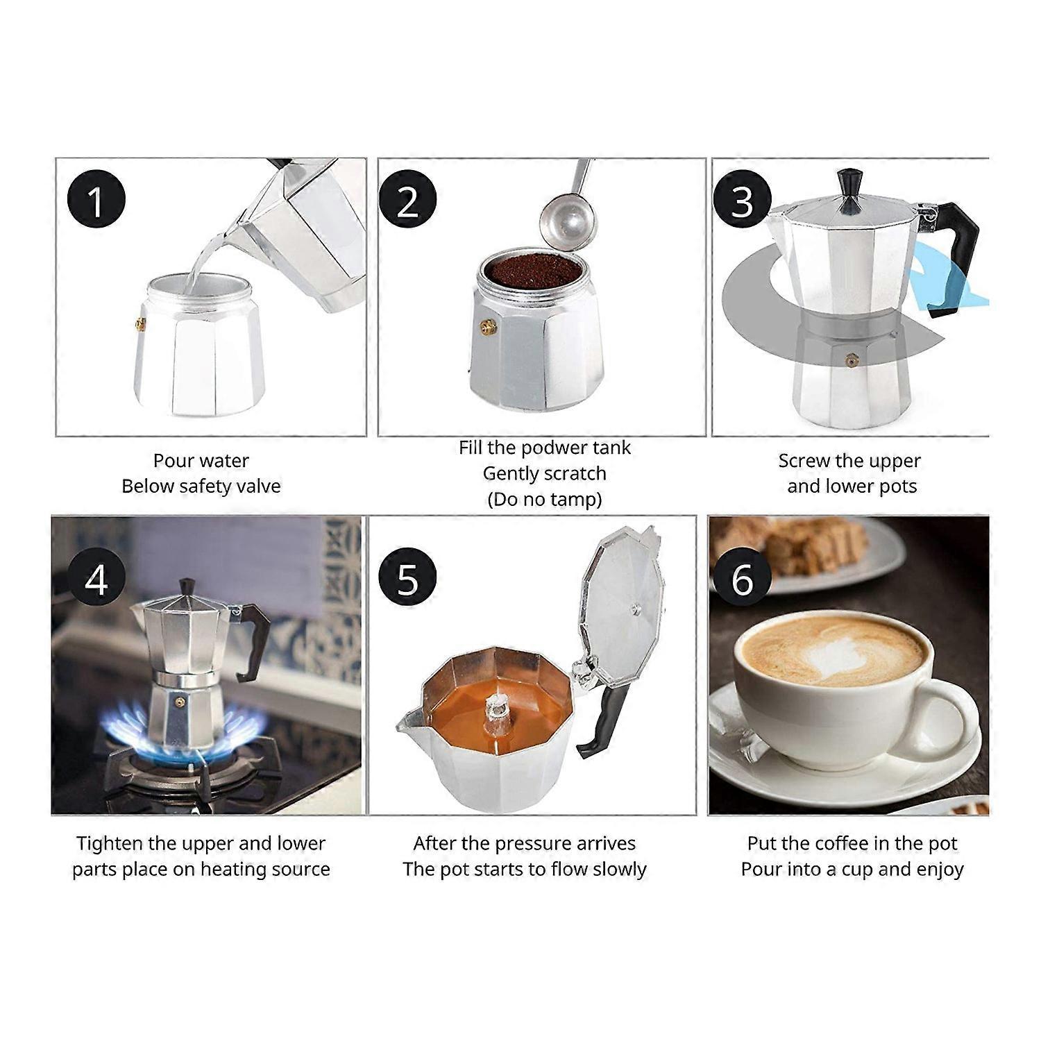 Moka Pot 300Ml Cup Stovetop Espresso Maker with Free Stainless