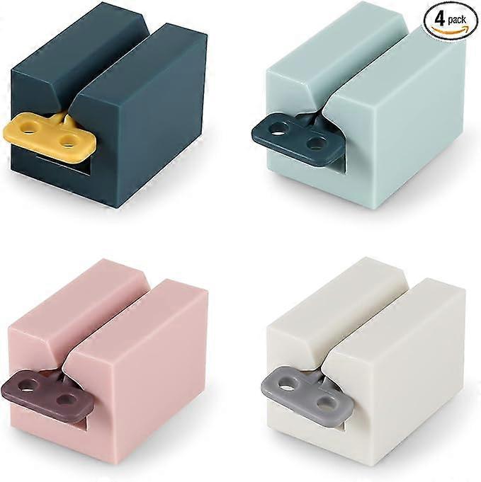 4 Pieces Toothpaste Dispenser Rolling Tube Toothpaste Squeezer Toothpaste Seat Holder for Bathroom Saves Toothpaste and Creams (Pink + White + Light B