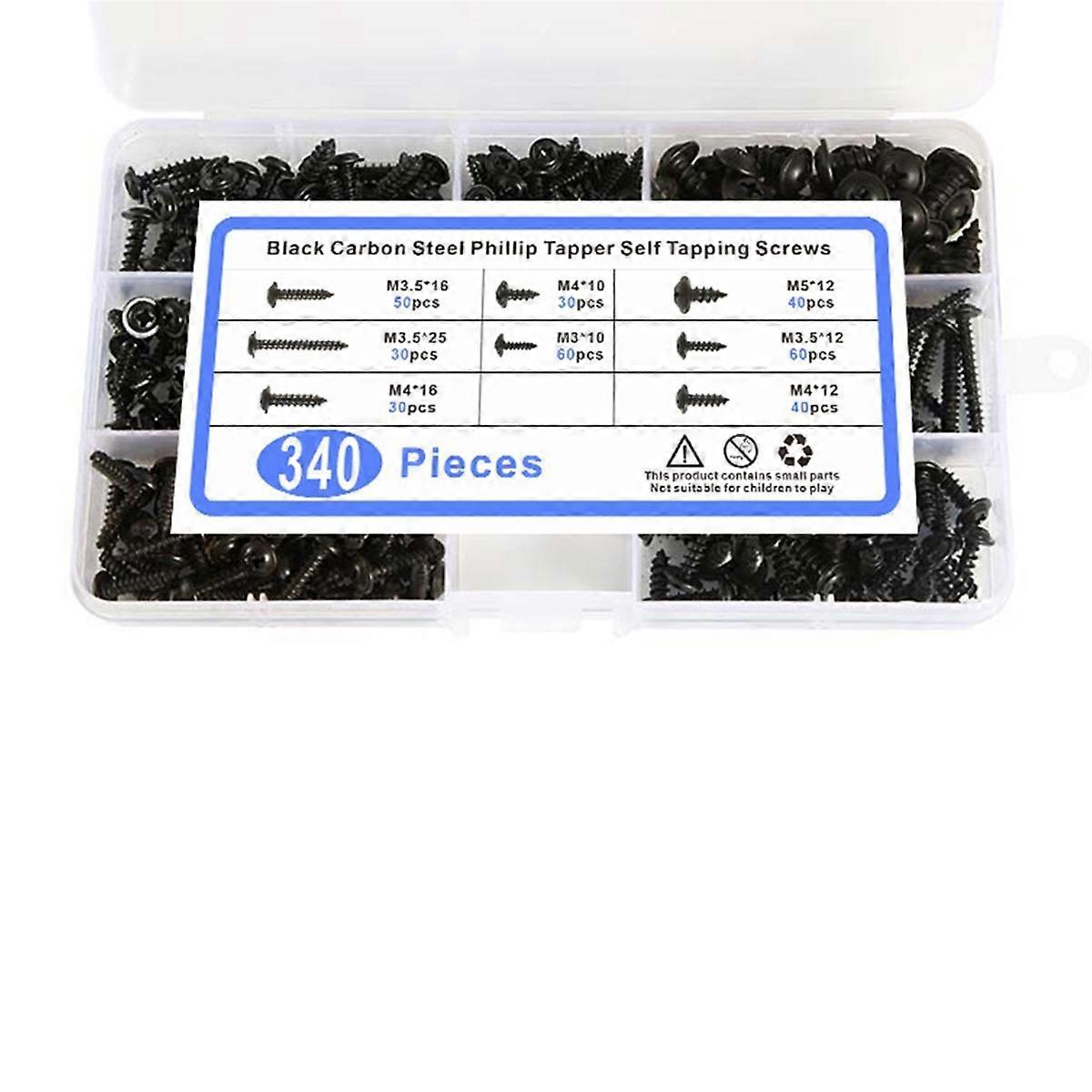 Black Carbon Steel Tapping Screws Round Screws with Washers