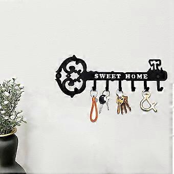Porte clés rustique moderne en bois noir | 6 crochets – Atelier La Vie Simple