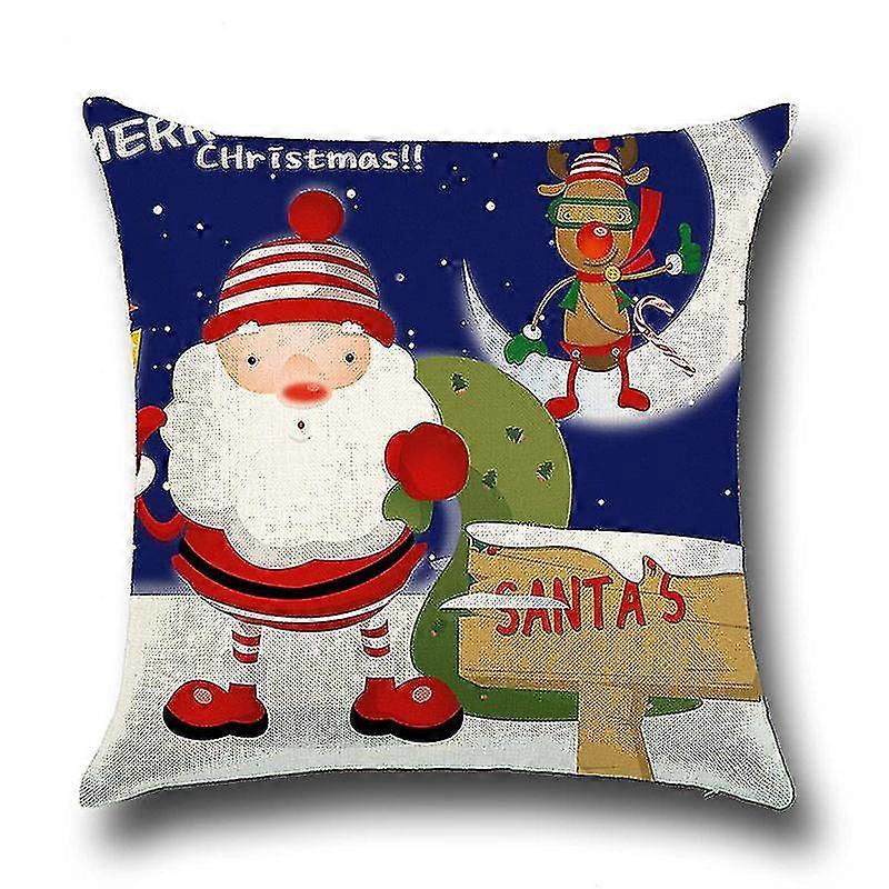 Hmwy-christmas Cushion Cover Pillow Case Waist Throw Party Xmas Home Decor