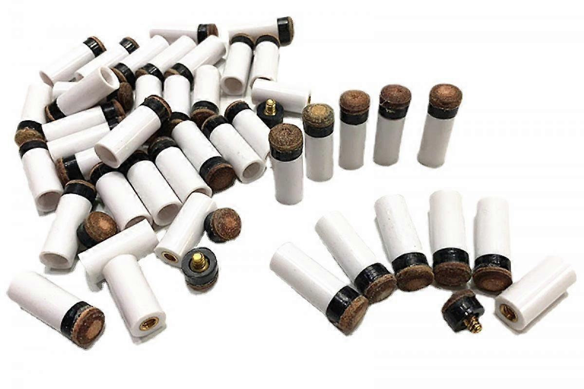 15 Set(30pcs) Billiard Cue Pure White Ferrules with Super Cue Screw-on Replaceable Tips(12mm Brown Tip Set)