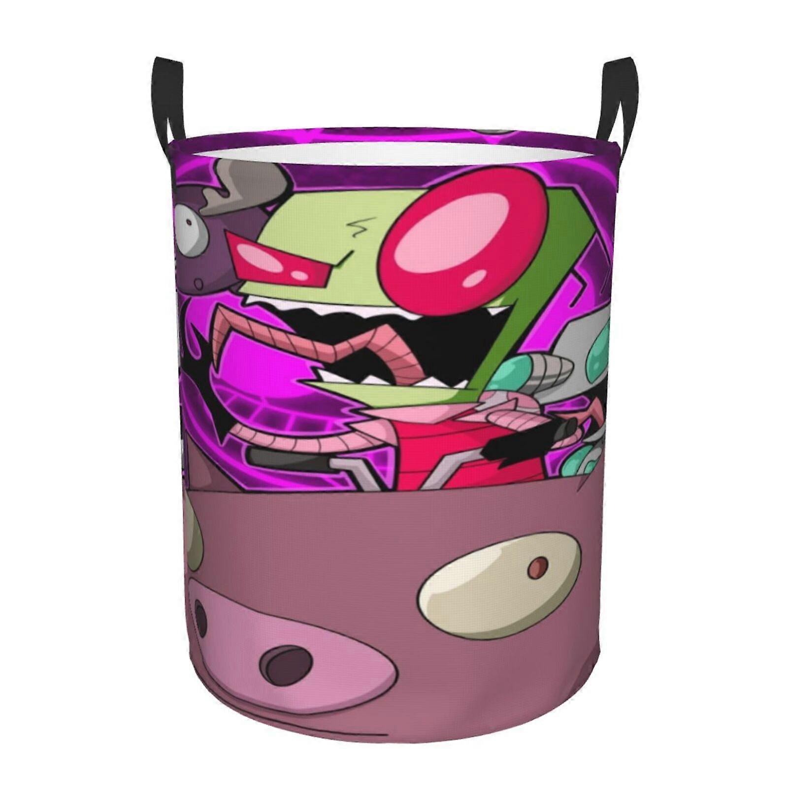 Invader Zim 3D Grafický plamen Koš na prádlo Fire Flame Clothes Hamper Storage s rukojetí-SYS29446
