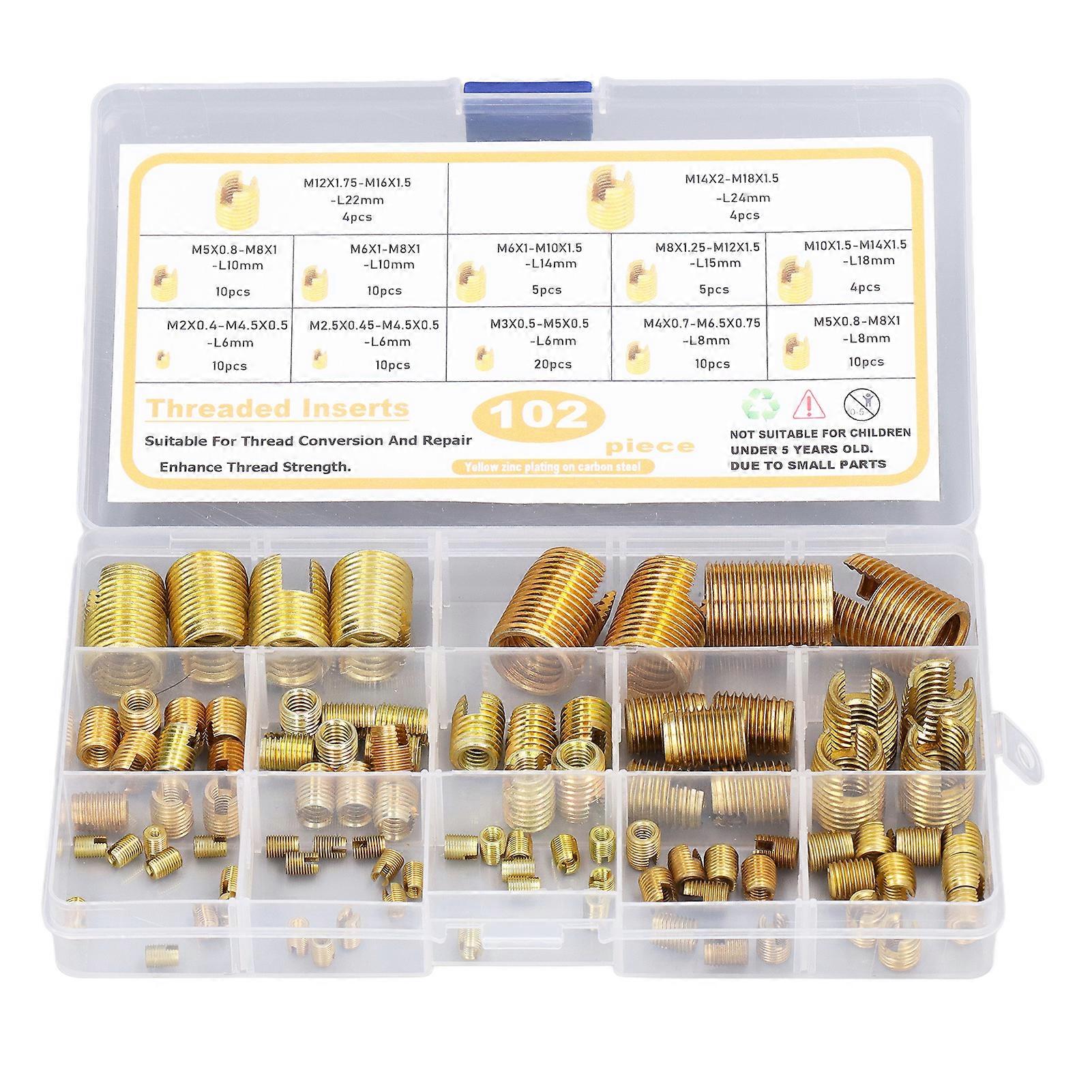 102Pcs Self Tapping Thread Inserts M2?M14 Quick High Carbon Steel Reinforce Repair Tool