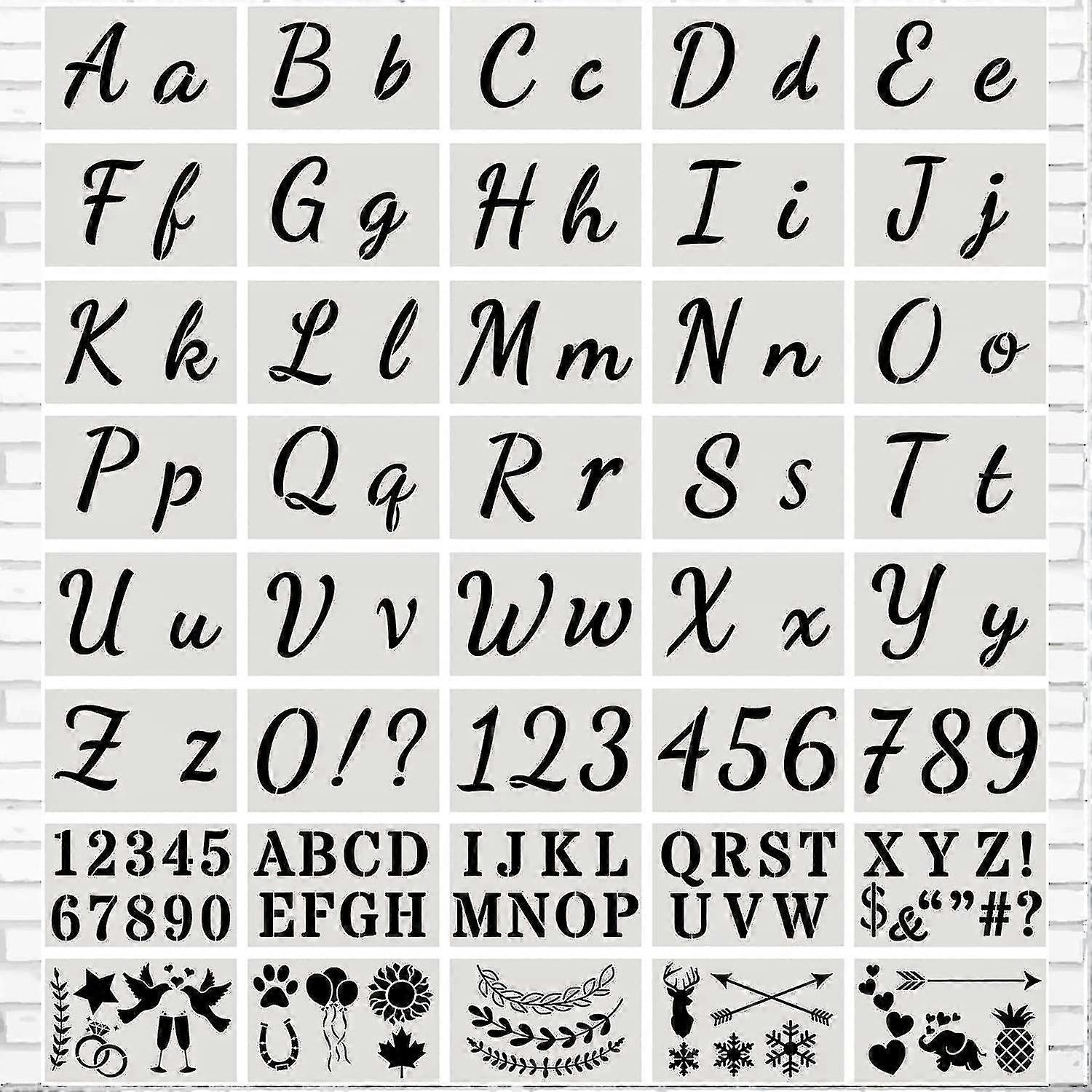 Reusable Plastic Alphabet Letter Stencil Number Stencil With Upper And Lower Case Letters Numbers And Signs (40 Pieces)
