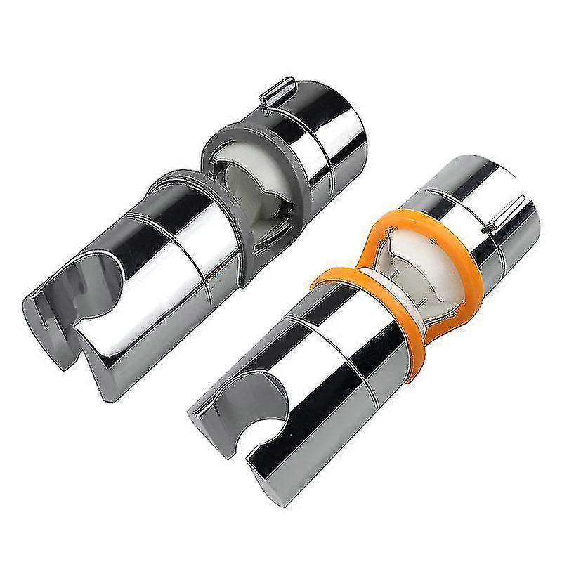 Hand Shower Bracket Replacement Round Slide Bar Wall Mount Holder Bathroom Chrom(2pcs-silver)