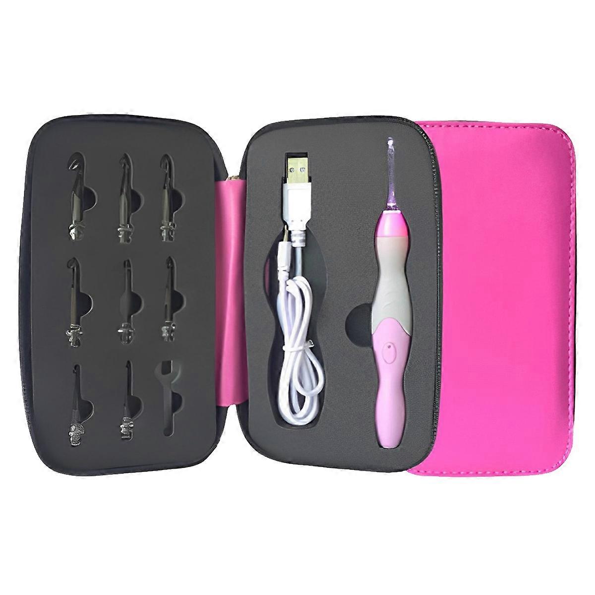 Lighted Crochet Hook Set,9 Size Interchangeable Heads 2.5mm to 6.5mm