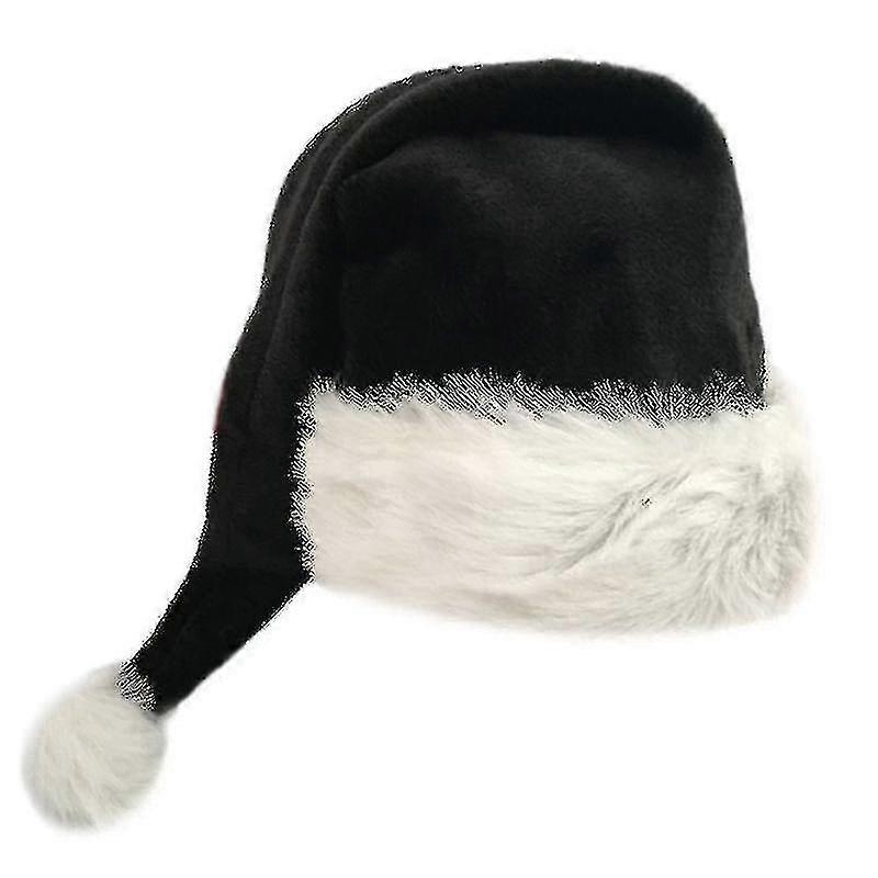 75cm Adult Black Plush Long Christmas Hat Xmas Costume Pompom Santa Claus Cap
