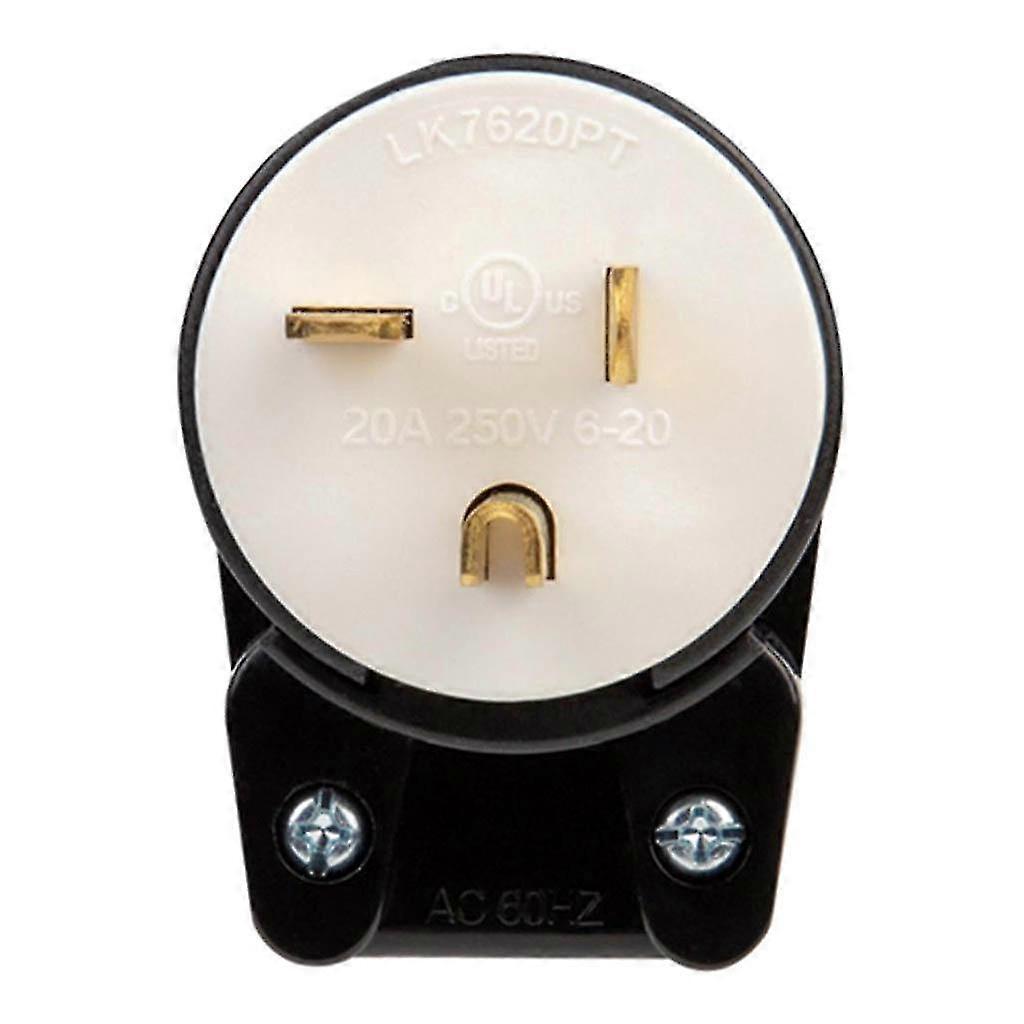 Nema Lk7620p 6-20p Grounding Locking Plug, 20a 250v Ac, 2 Pole 3 Wire Bend