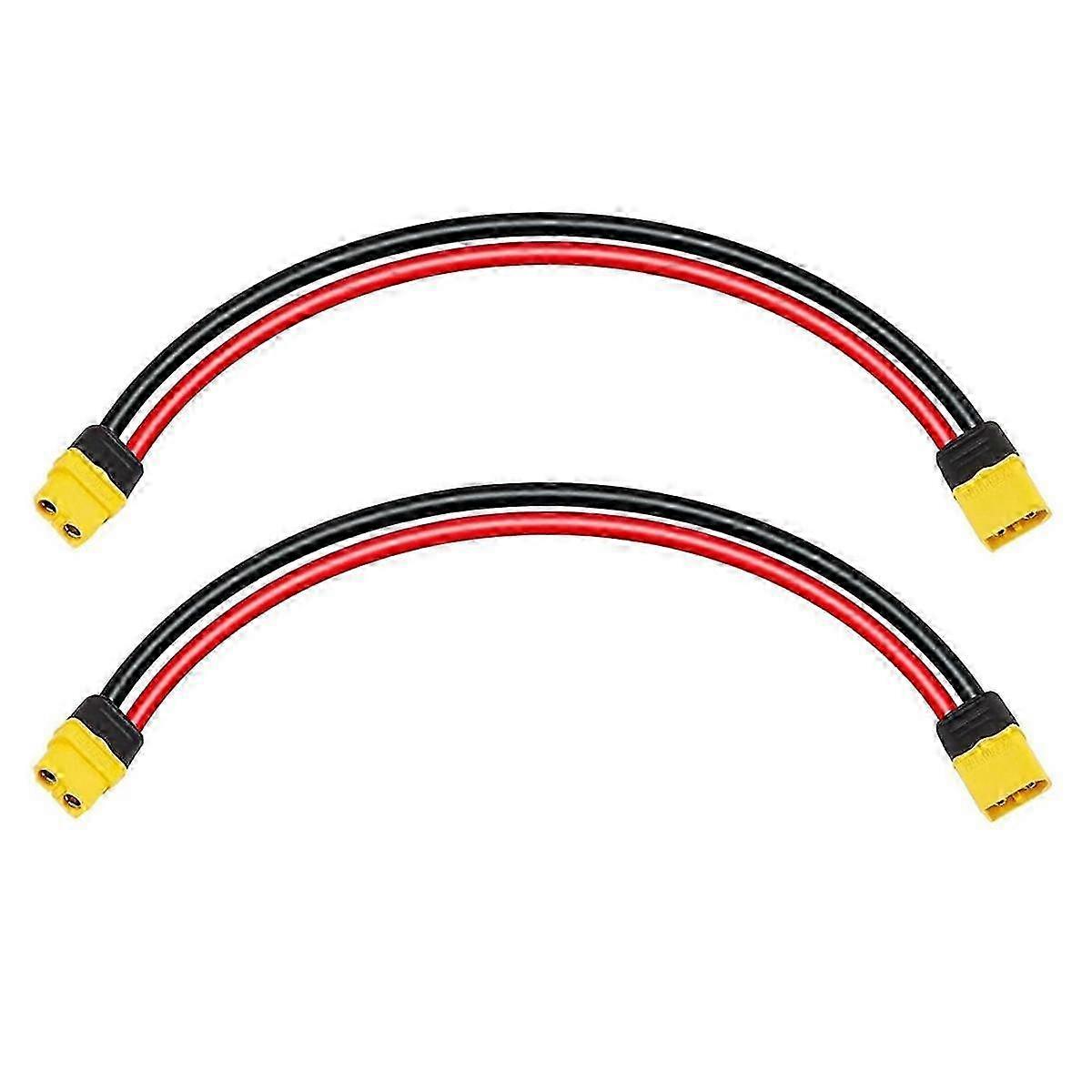 2PCS XT60 延長ケーブル 12AWG 1フィート XT60 - XT60 ケーブル オス - メスコネクタ付き ソーラーパネル用