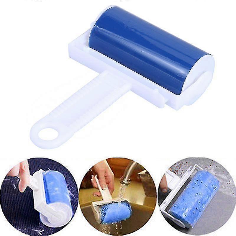 Portable Washable Dust Wiper Roller Sticking Lint Roller For Clothes Cleaning Pet2pcs-Blue