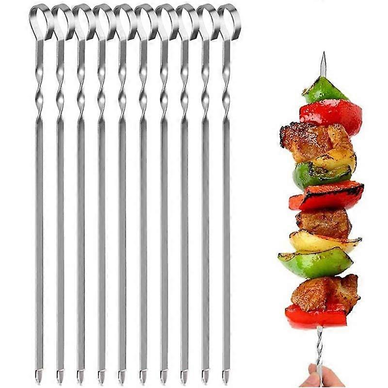 Lot De 6 Brochettes En Acier Inoxydable Pour Shashlik, Shampooing, Kebab, Barbecue, Viande, Mangal