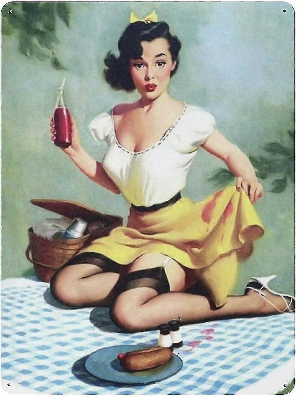 Placa de Metal Racing Pinup Girl Vintage Tin Poster Metal Sign 8x12 Polegadas OU 12x16 Polegadas Modo 2203