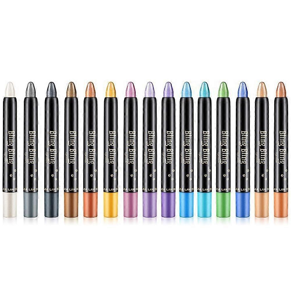 15 PCS Eyeshadow Stick Sets with Smudge Proof Eyeshadow Primer Base, Waterproof Glitter Eyeshadow Pen with Soft Brush, Cream Eye Shadow Stick Makeup, 