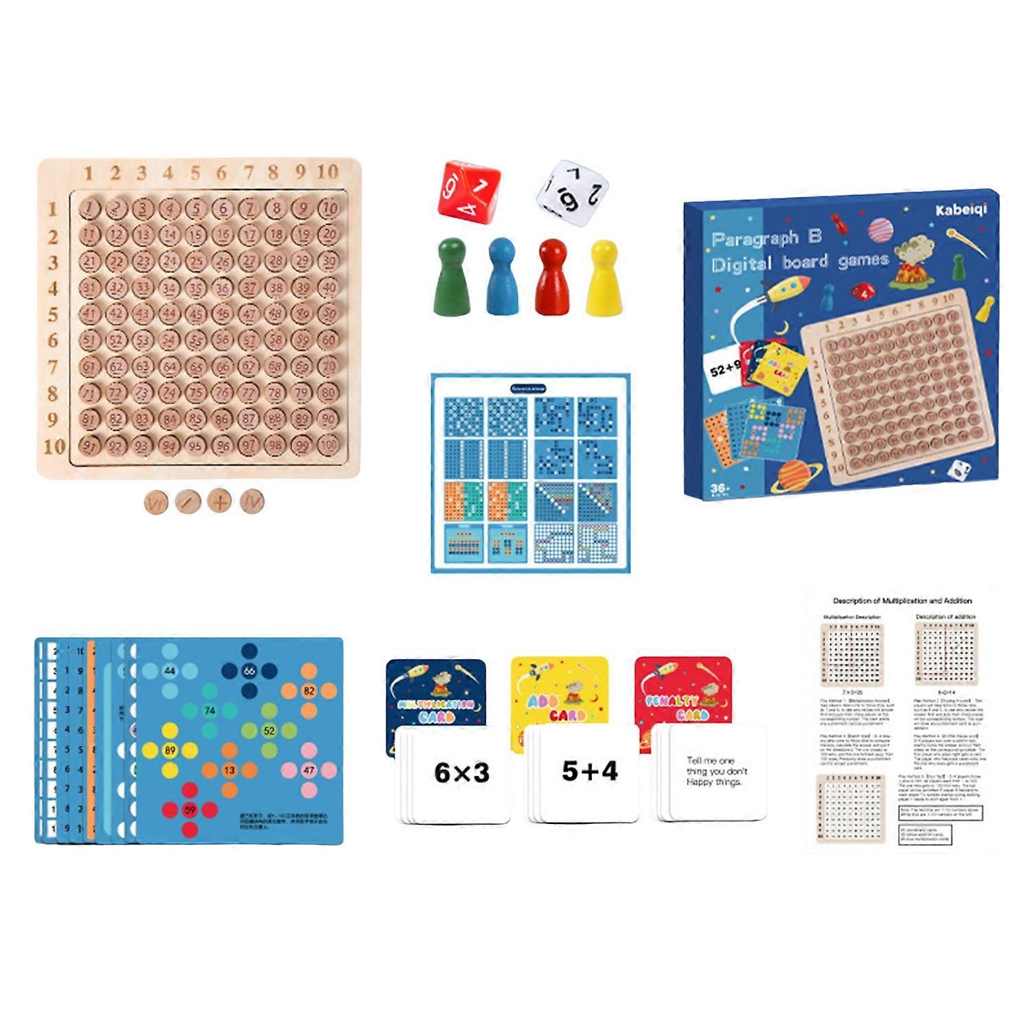1 Set Wooden Multiplication Number Toys Set Fun Educational Game 16 Question Cards 75 Arithmetic