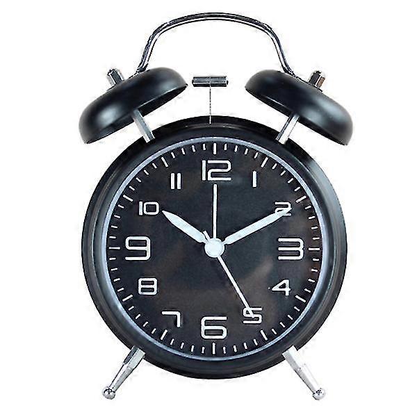 Twin Bell Alarm Clock Stereoscopic Dial Backlight Battery Operated Loud Alarm Clock(black)